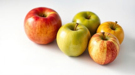Fresh Assorted Apples on White Background