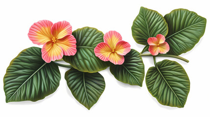 Obraz premium Png primrose flower leaves paper leaf. Primal Luster. Illustration