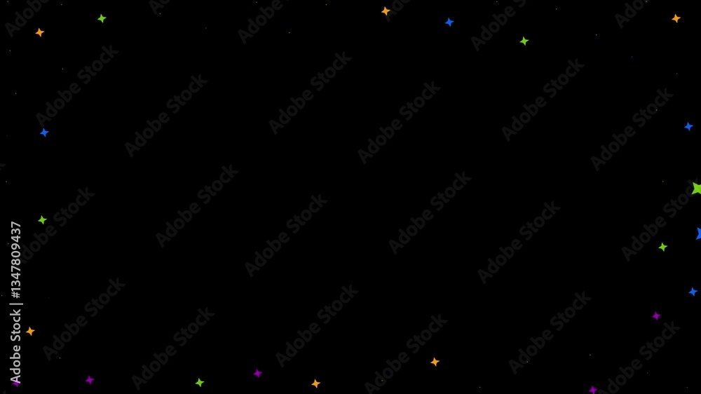 Poster multicolor shining stars border or frame animation with a black background colorful blinking star fr