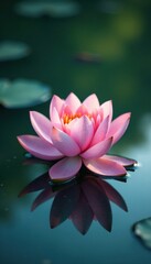 Soft water lily petals on a serene lake with gentle ripples, natural textures, peaceful ambiance