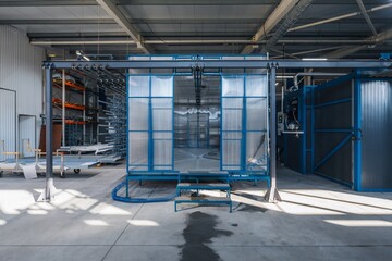 metal painting shop, parts ready for painting, perforated metal profiles