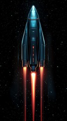 Sleek Spaceship Ascending Through Stars A Cosmic Voyage Into the Great Beyond A SciFi Adventure