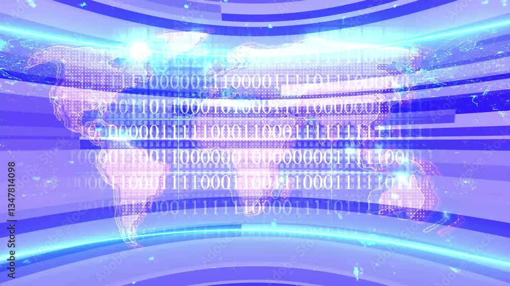 Poster animation of digital world map at a news studio. news background full screen world map earth globe a