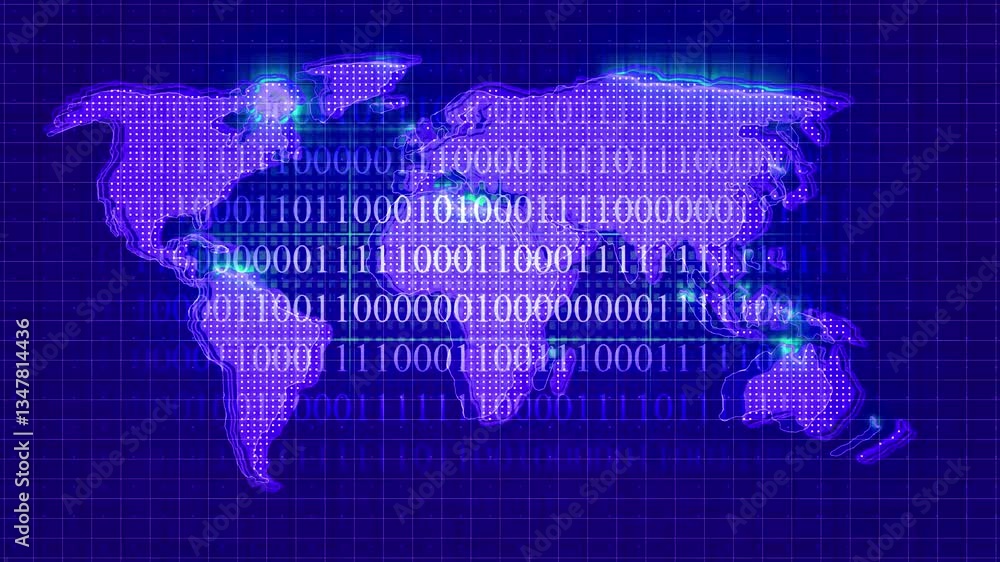 Poster animation of digital world map at a news studio. news background full screen world map earth globe a