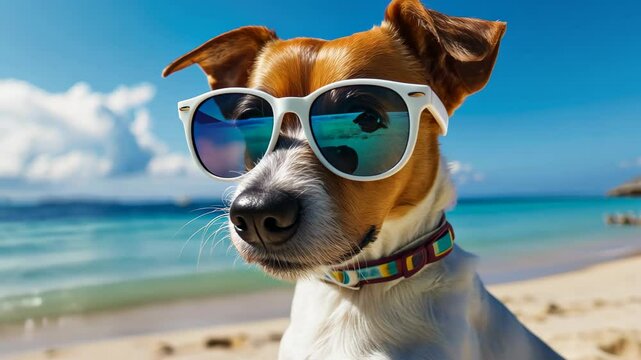 Witness a cute dog rocking specular sunglasses. Ai Generated.
