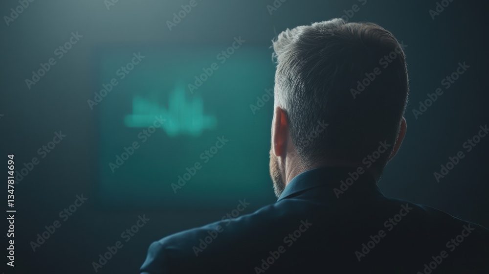 Poster analyzing data insights from a darkened room technology digital focus professional environment rear 