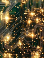 Obraz premium Abstract representation of a glowing circuit board with intricate details