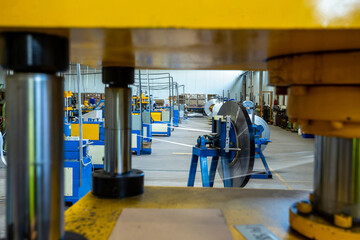 sheet metal cutting shop, industrial metal processing general view, close-up