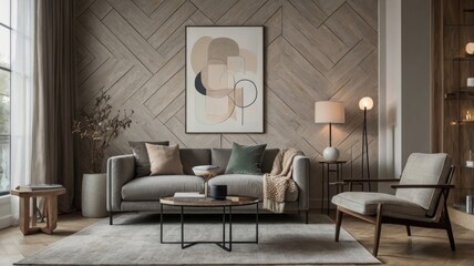 Elegant Modern Living Room with Neutral Tones and Minimalist Design