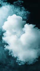 Dramatic wispy smoke plume against dark backdrop, abstract vapor, ethereal cloudscape, light cyan smog, cloudscape background, haze of mystery and wonder, fog texture.