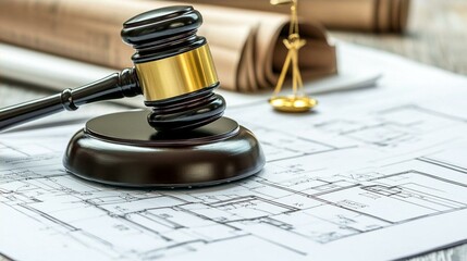 Gavel on Legal Documents and Scale of Justice