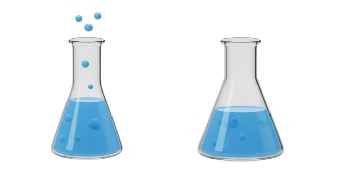 Laboratory Test: Blue Liquid in Flasks Experiment