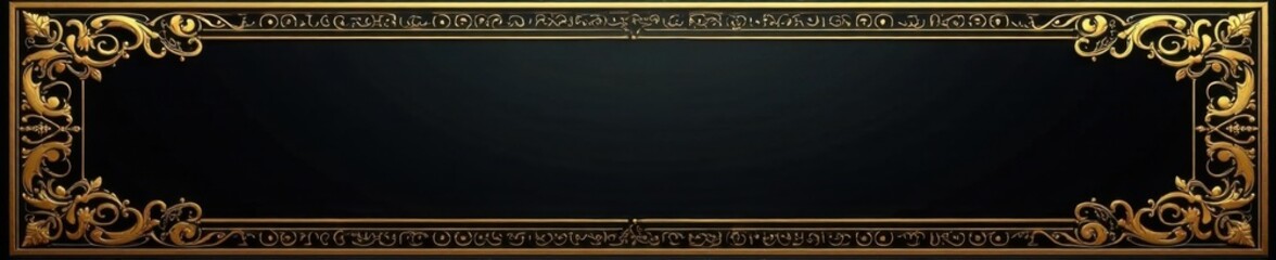 Obraz premium Golden luxurious invitation card with intricate gold foil details and black satin ribbon tied in a bow , high end parties, exclusive events, formal gatherings