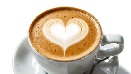 Enjoy Cup of Coffee Latte with Heart Shape Art Isolated