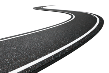 PNG Curved asphalt road highway white lines.