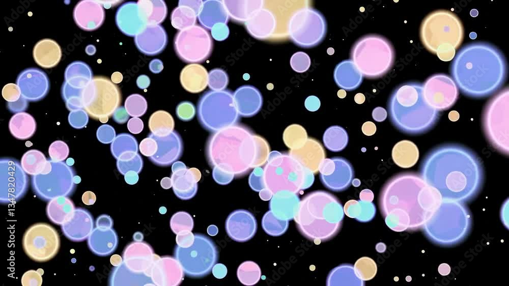 Poster colorful bubbles floating in a creative digital space during an abstract art display