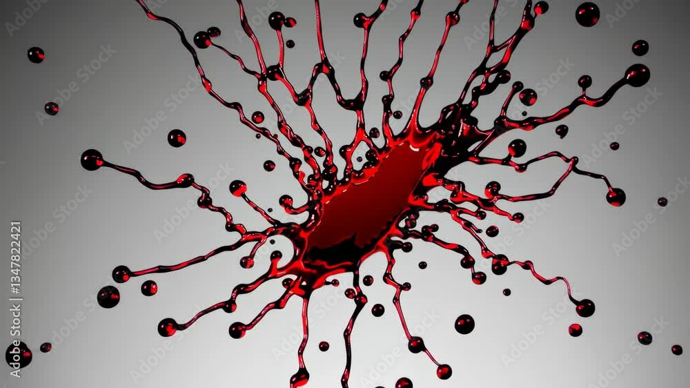 Poster dripping red liquid creates captivating visual display in a minimalist setting