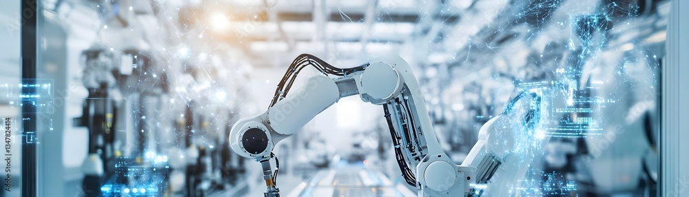 Aufkleber a sleek robotic arm in a modern industrial setting, showcasing advanced automation and precision eng
