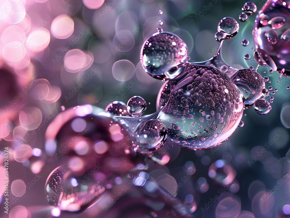 Poster ethereal abstract microscopic view of bubbles and viral forms
