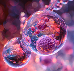 Naklejka premium Colorful Abstract Microscopic View of Viral Infection Spreading
