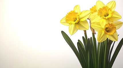 Spring Daffodils for White Background.