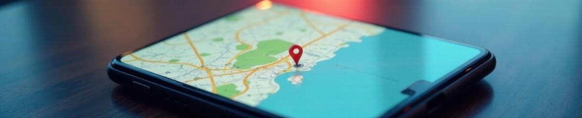 Naklejka premium Minimalist digital map on a modern smartphone screen with GPS navigation and street view features , touchscreen display, augmented reality, digital maps