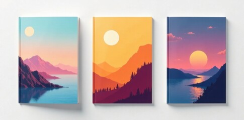 Obraz premium Minimalist magazine covers on white background, magazine cover, print