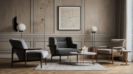 Elegant Modern Living Room with Neutral Tones and Minimalist Design