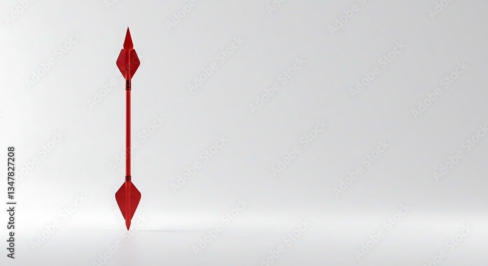 Poster red spear pointing up vertically isolated on white minimalist background 3d render