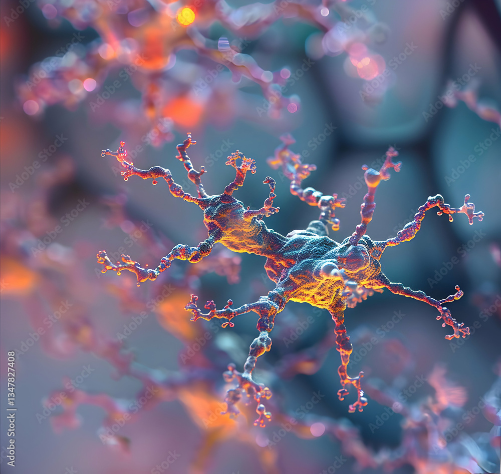 Poster abstract microscopic tissue with intercellular spaces and colors