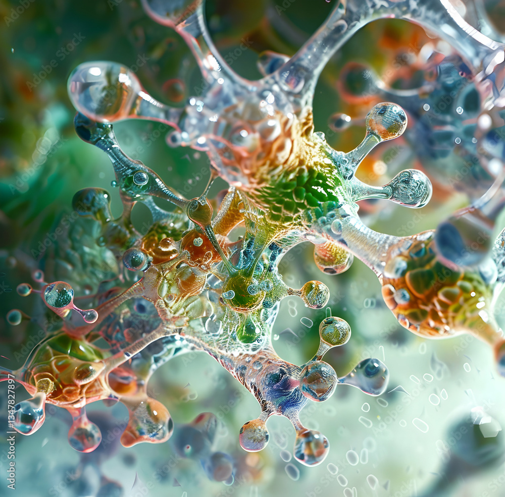 Poster abstract microscopic view of interacting cells and matrix