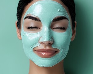 Fototapeta premium Woman relaxing with face mask, spa