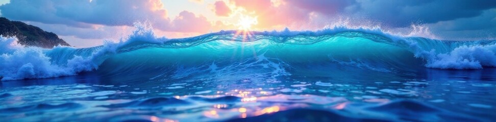 Obraz premium Oceanic wave motif with abstract undulations and iridescent hues , texture pattern, stylized waves