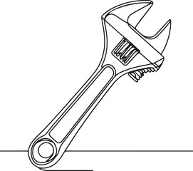 Adjustable Wrench Outline – Vector Art
