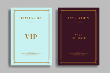 Vintage luxury invitation card template with minimalist gold line design and classic theme. Perfect for weddings, elegant events, and formal celebrations.