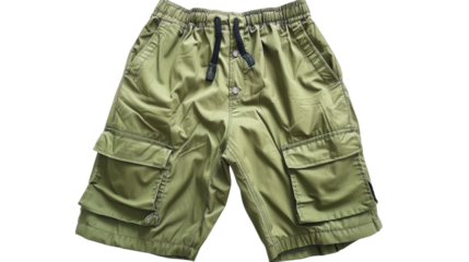 Khaki cargo shorts isolated on transparent background, perfect for summer adventures