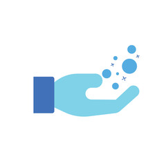 Isolated blue magician hand with bubbles magic icon