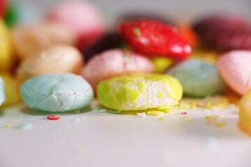 Close up texture of crushed candy rainbow