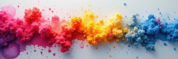 Random ink splashes on a gray background with vibrant colors creating an abstract effect, Mood Enhancer , Watercolor Inspiration