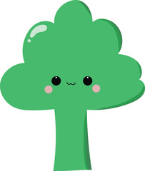 Cute broccoli in kawaii style