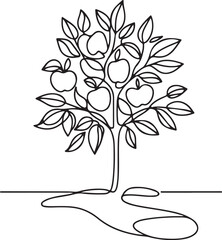 Obraz premium Apple Tree Outline – Simple Vector Illustration