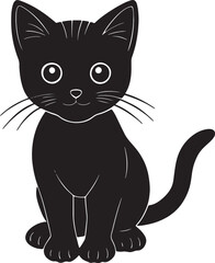 Cute baby cat silhouette vector on white background