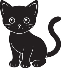 Cute baby cat silhouette vector on white background