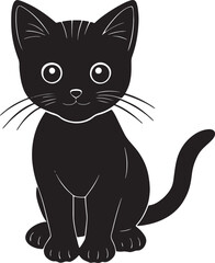 Cute baby cat silhouette vector on white background