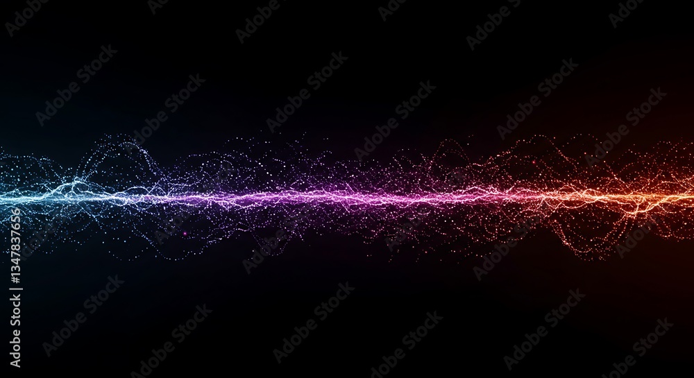 Aufkleber luminous particle wave flowing gradient on black abstract background dynamic high resolution