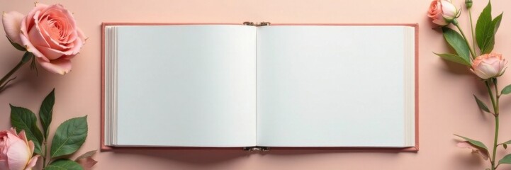 Simple vertical photo album mockup with blank spaces, paper, design