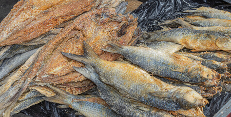 Dried salted fish used to prepare traditional Fanesca soup to celebrate catholic Holy Week and...