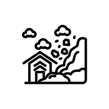 house hit by landslide black outline clip art preview