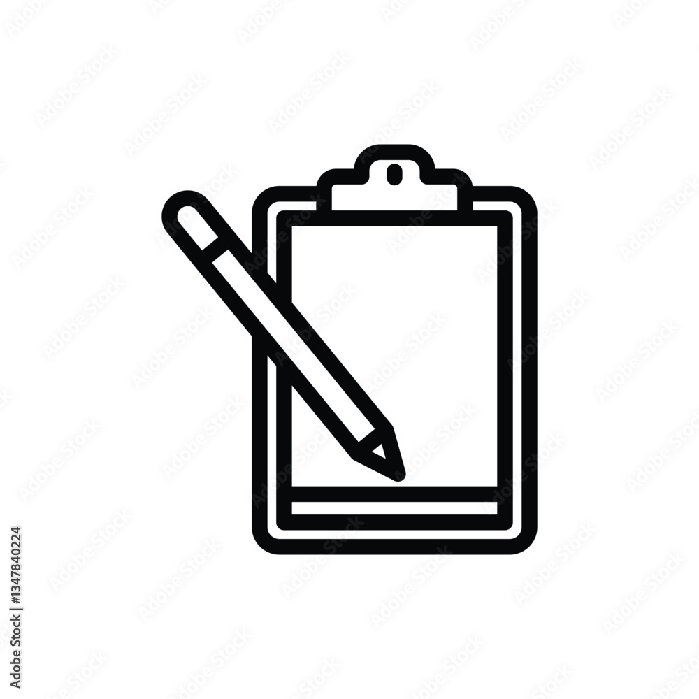 Poster Taking Notes on Clipboard with Pencil Icon Design for Task Management
