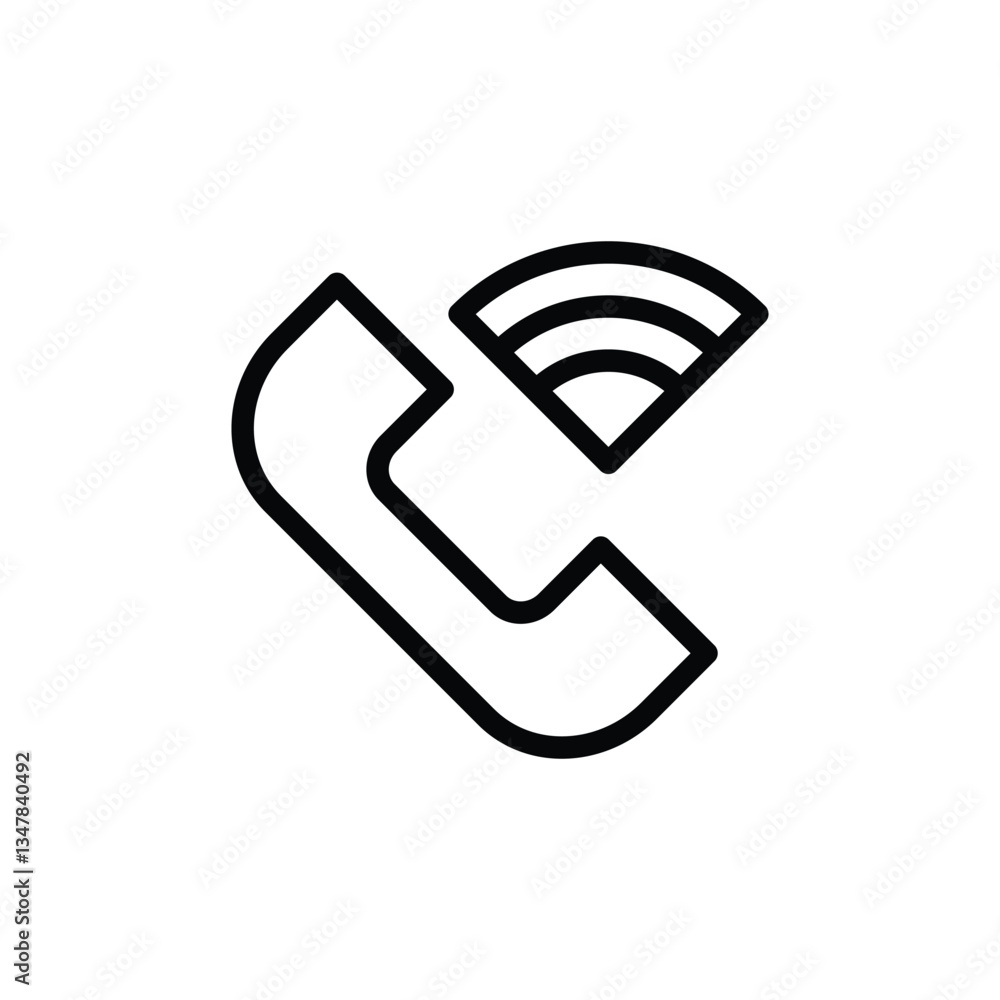 Poster phone call icon with wireless signal for communication and connection